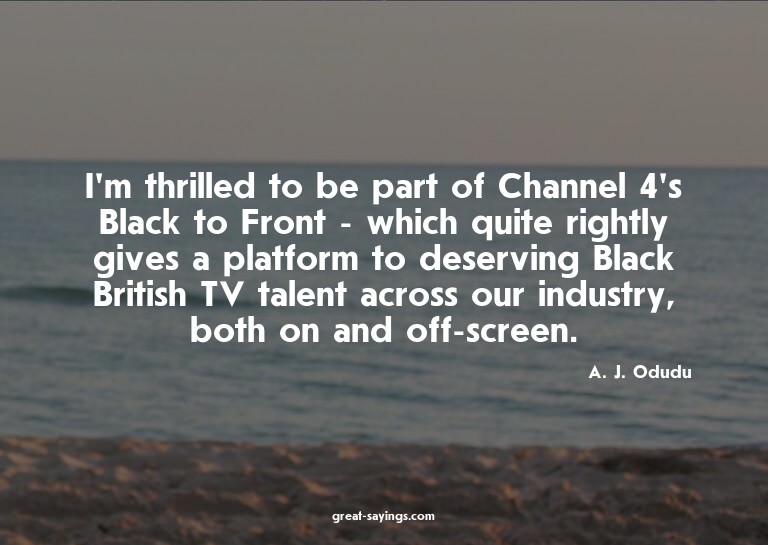 I'm thrilled to be part of Channel 4's Black to Front -