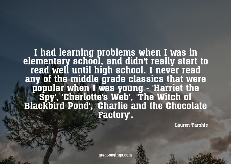 I had learning problems when I was in elementary school