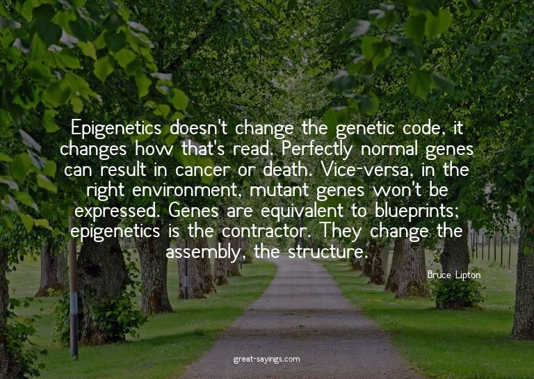 Epigenetics doesn't change the genetic code, it changes