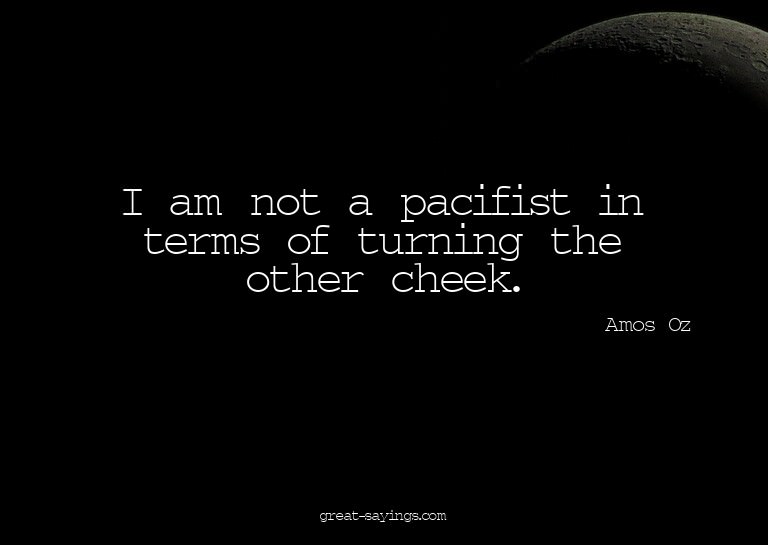 I am not a pacifist in terms of turning the other cheek