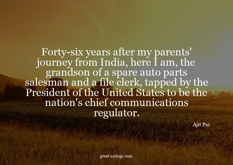 Forty-six years after my parents' journey from India, h