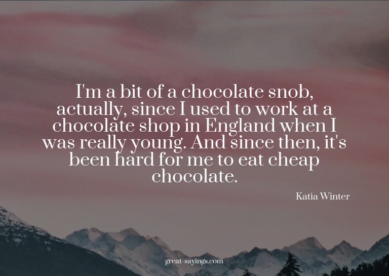 I'm a bit of a chocolate snob, actually, since I used t