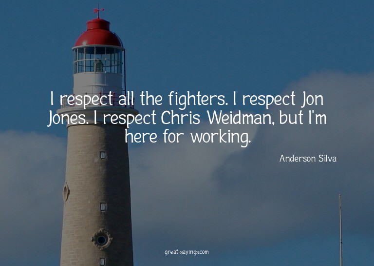 I respect all the fighters. I respect Jon Jones. I resp