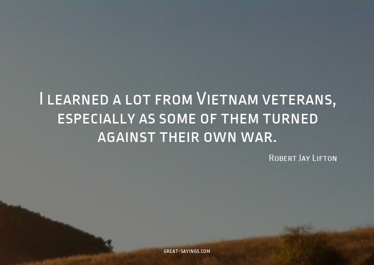 I learned a lot from Vietnam veterans, especially as so