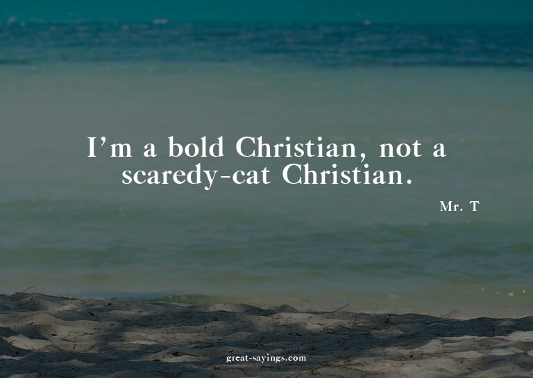 I'm a bold Christian, not a scaredy-cat Christian.

