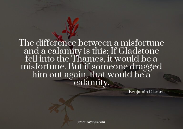 The difference between a misfortune and a calamity is t