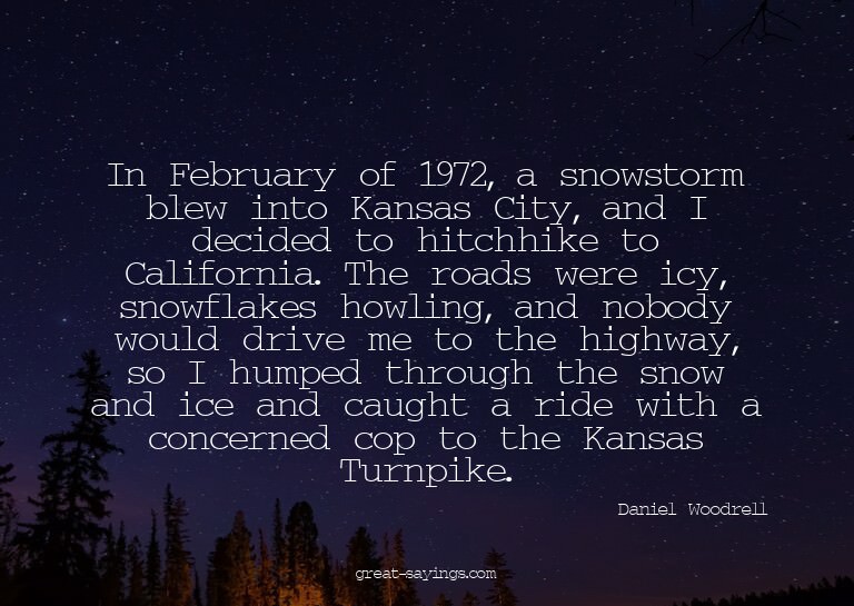 In February of 1972, a snowstorm blew into Kansas City,