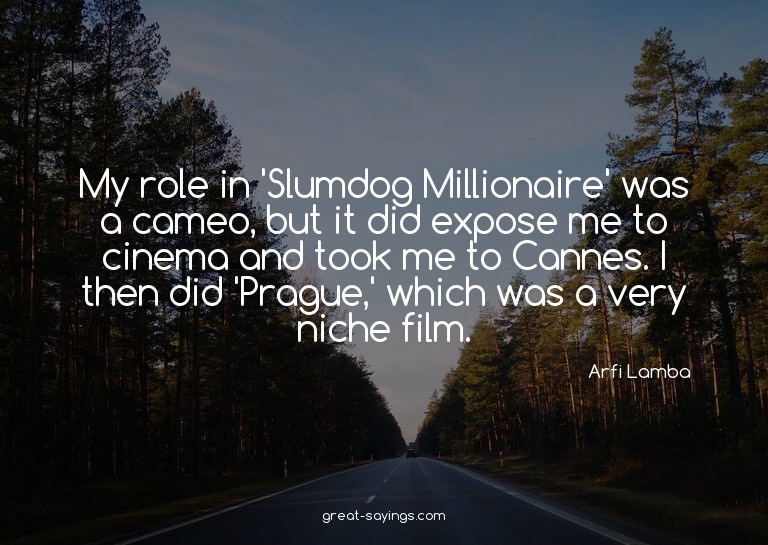 My role in 'Slumdog Millionaire' was a cameo, but it di