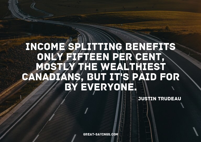 Income splitting benefits only fifteen per cent, mostly