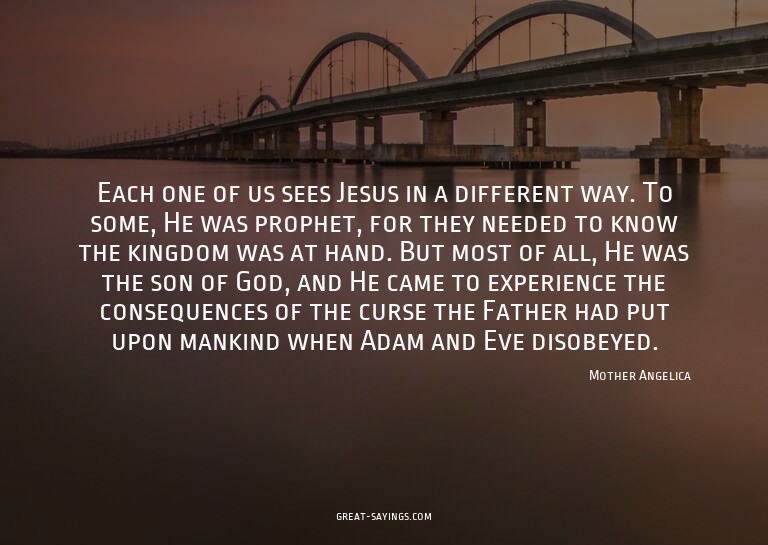 Each one of us sees Jesus in a different way. To some,