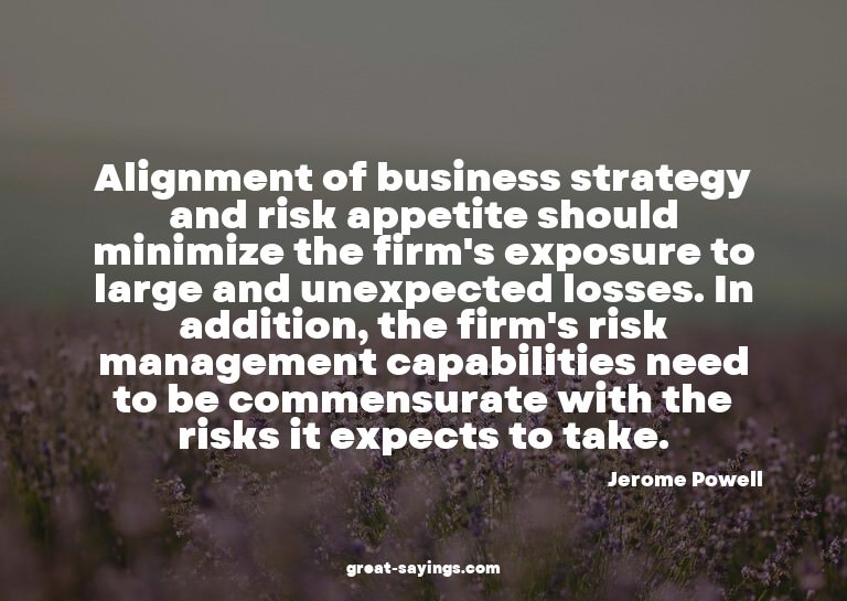 Alignment of business strategy and risk appetite should
