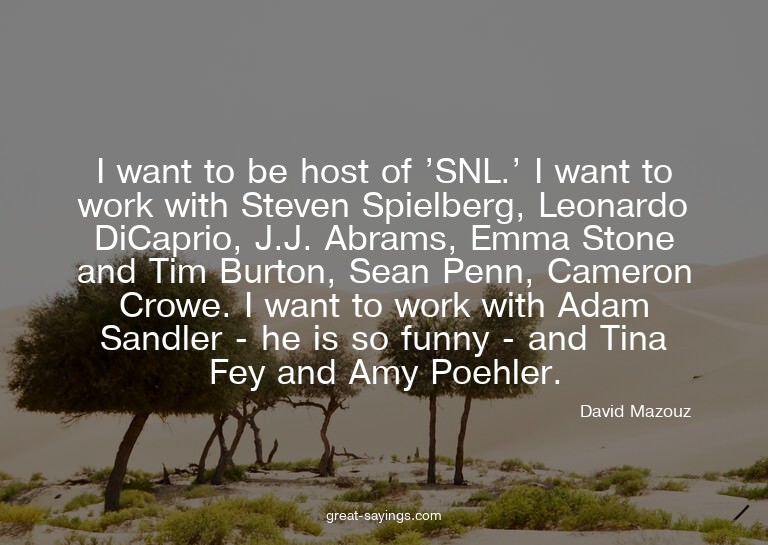 I want to be host of 'SNL.' I want to work with Steven