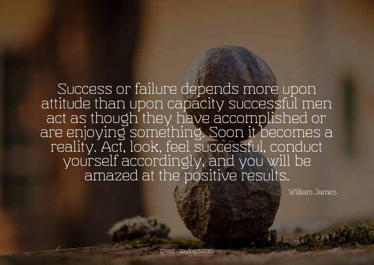 Success or failure depends more upon attitude than upon