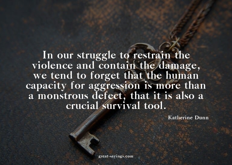 In our struggle to restrain the violence and contain th
