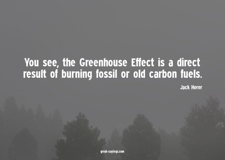 You see, the Greenhouse Effect is a direct result of bu