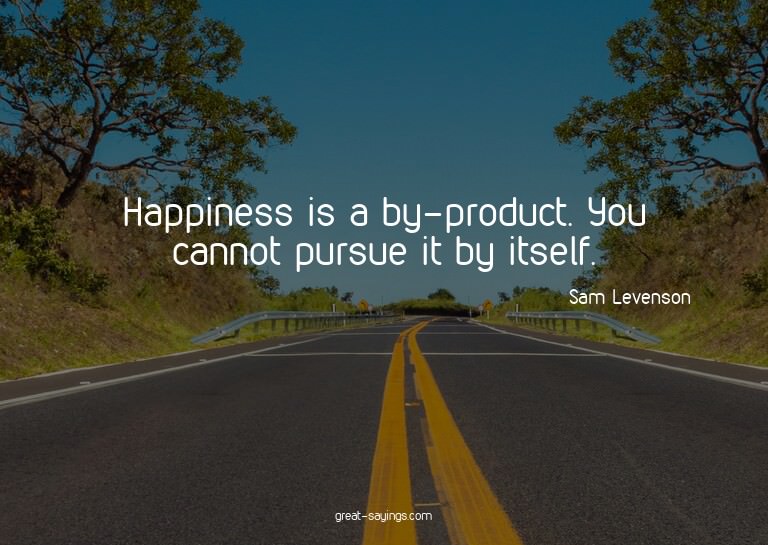 Happiness is a by-product. You cannot pursue it by itse