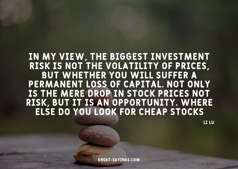 In my view, the biggest investment risk is not the vola