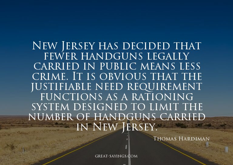 New Jersey has decided that fewer handguns legally carr