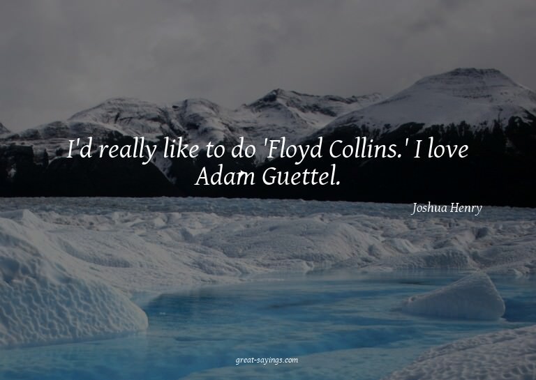 I'd really like to do 'Floyd Collins.' I love Adam Guet
