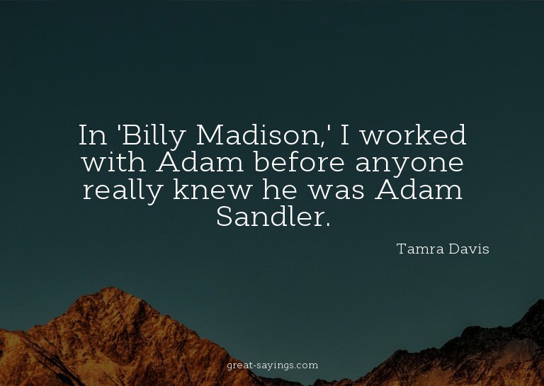 In 'Billy Madison,' I worked with Adam before anyone re