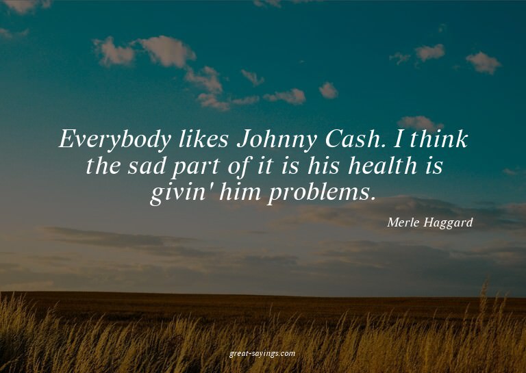 Everybody likes Johnny Cash. I think the sad part of it