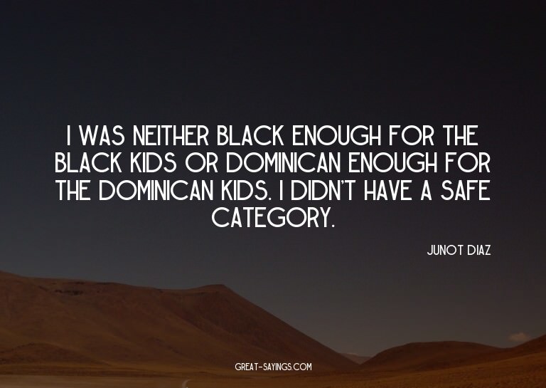 I was neither black enough for the black kids or Domini