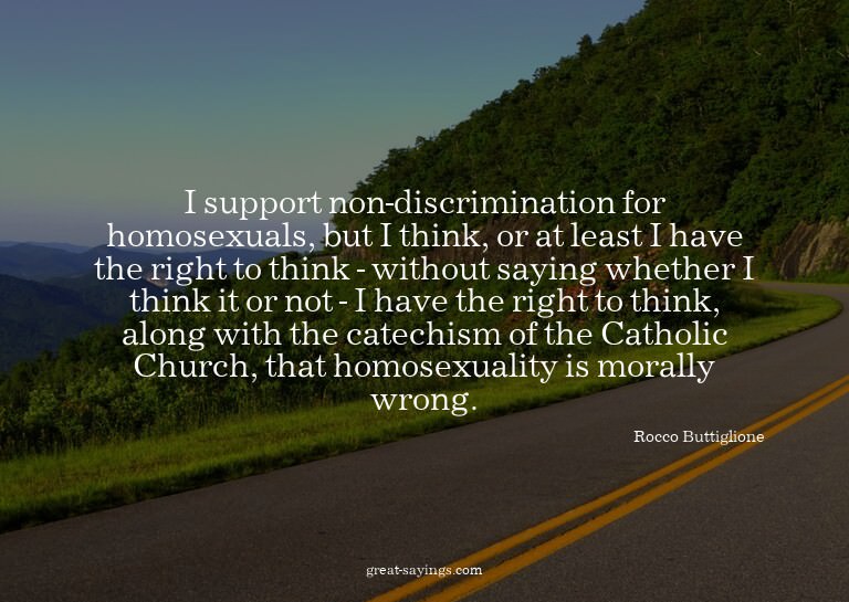I support non-discrimination for homosexuals, but I thi