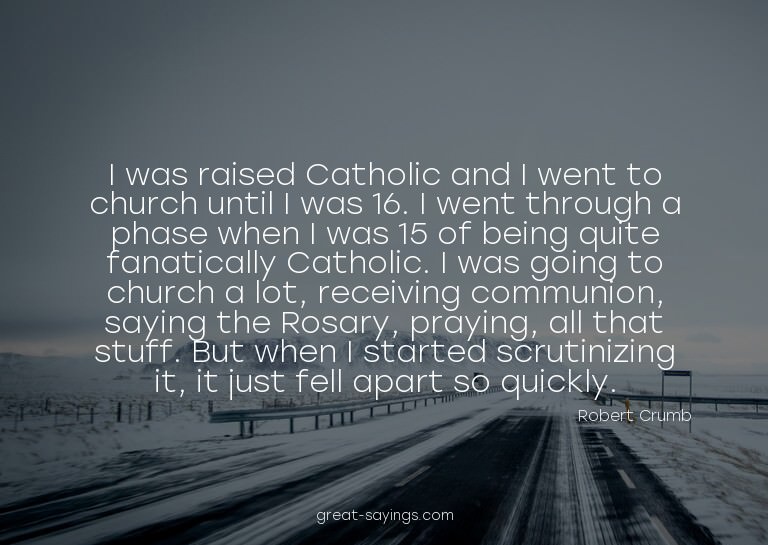 I was raised Catholic and I went to church until I was