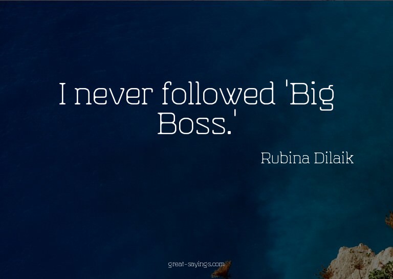 I never followed 'Big Boss.'

