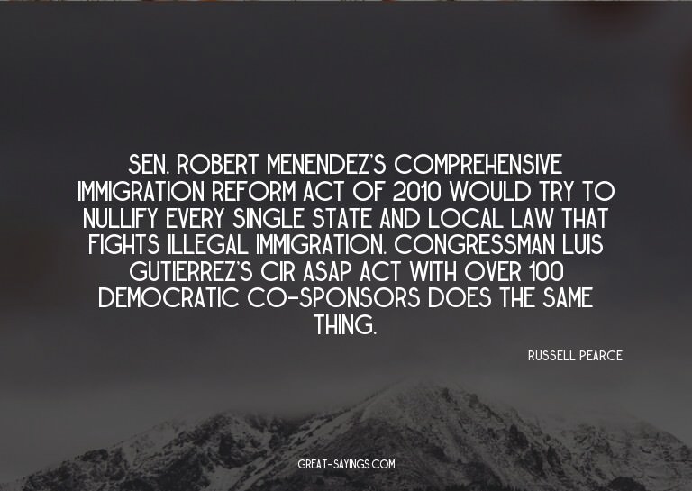 Sen. Robert Menendez's Comprehensive Immigration Reform