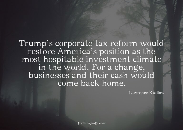 Trump's corporate tax reform would restore America's po