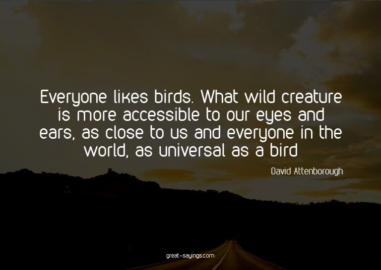 Everyone likes birds. What wild creature is more access