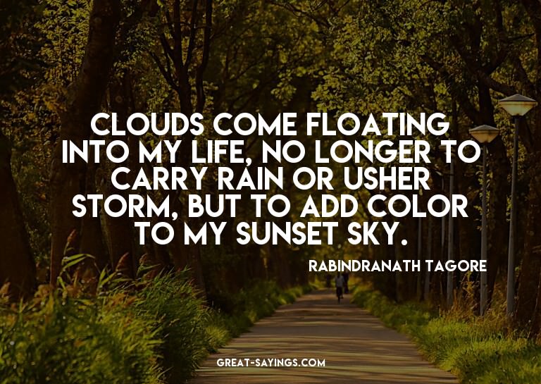 Clouds come floating into my life, no longer to carry r