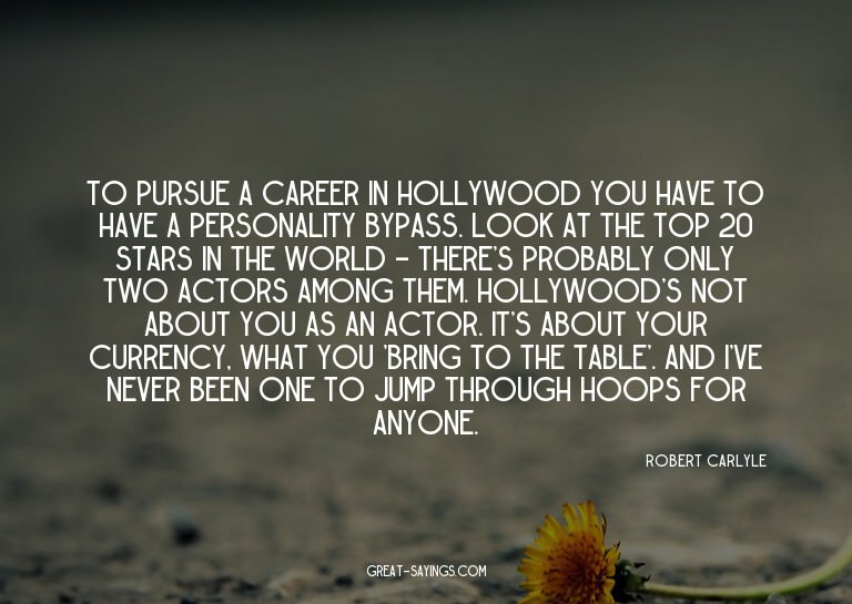 To pursue a career in Hollywood you have to have a pers