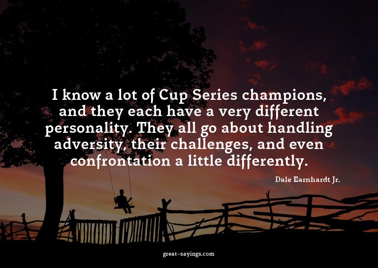 I know a lot of Cup Series champions, and they each hav