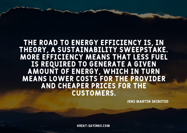 The road to energy efficiency is, in theory, a sustaina