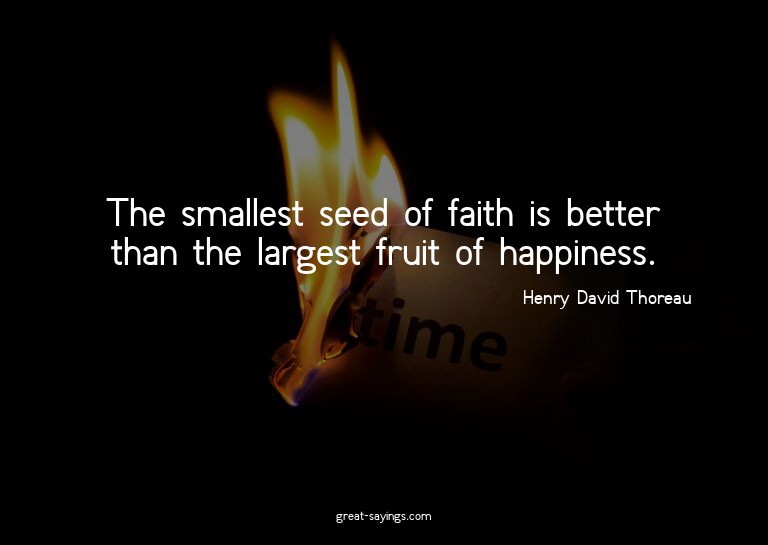 The smallest seed of faith is better than the largest f