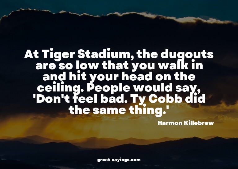 At Tiger Stadium, the dugouts are so low that you walk