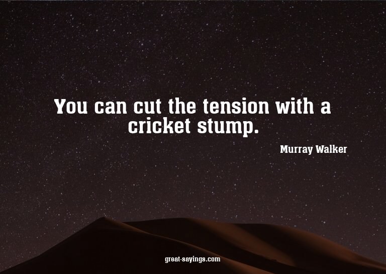 You can cut the tension with a cricket stump.

