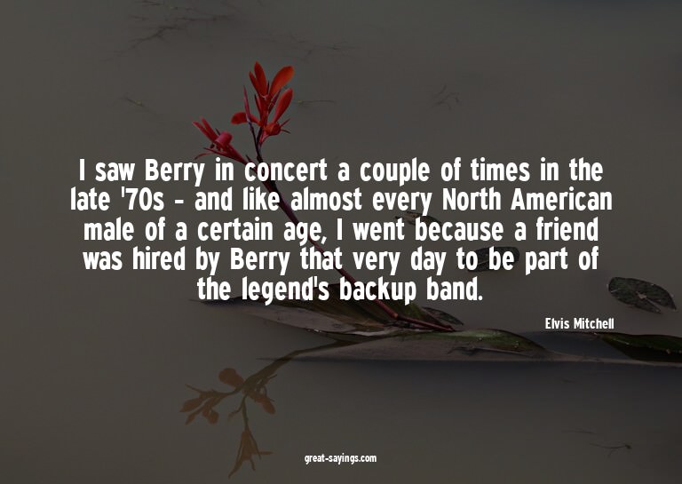 I saw Berry in concert a couple of times in the late '7