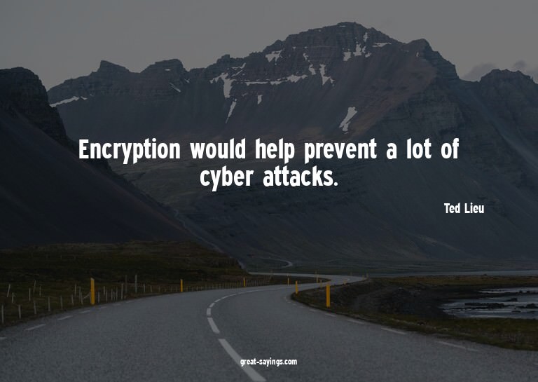 Encryption would help prevent a lot of cyber attacks.

