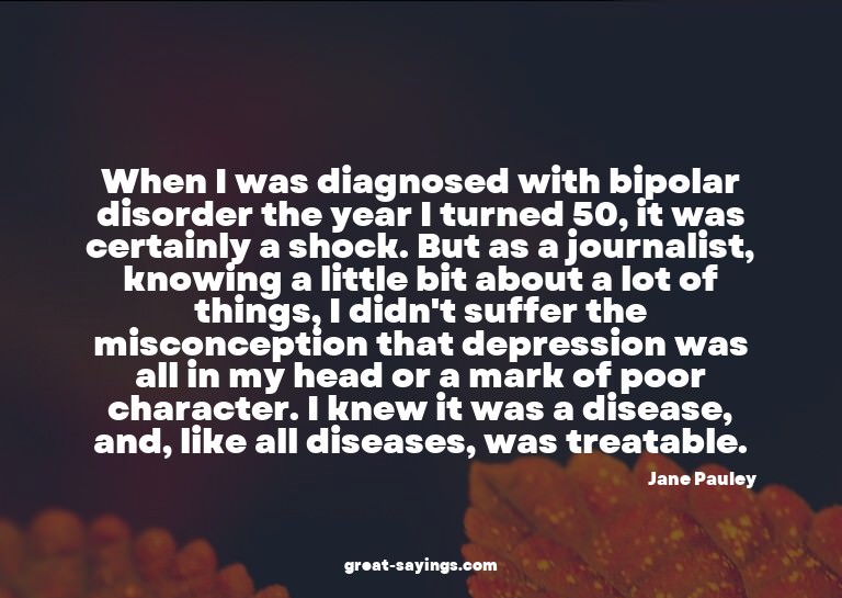 When I was diagnosed with bipolar disorder the year I t