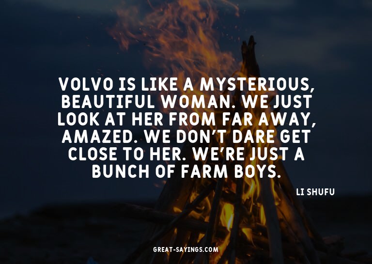 Volvo is like a mysterious, beautiful woman. We just lo
