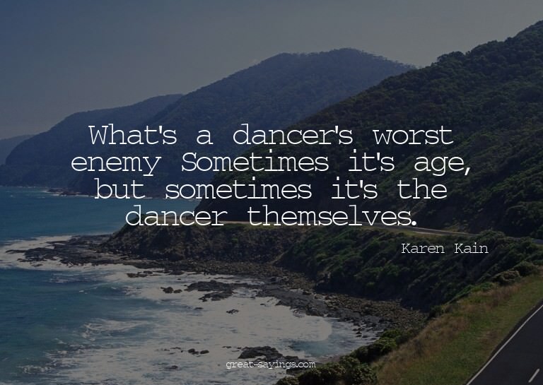 What's a dancer's worst enemy? Sometimes it's age, but