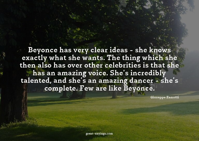 Beyonce has very clear ideas - she knows exactly what s