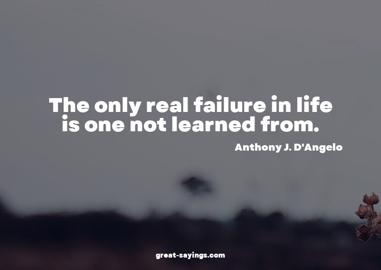 The only real failure in life is one not learned from.

