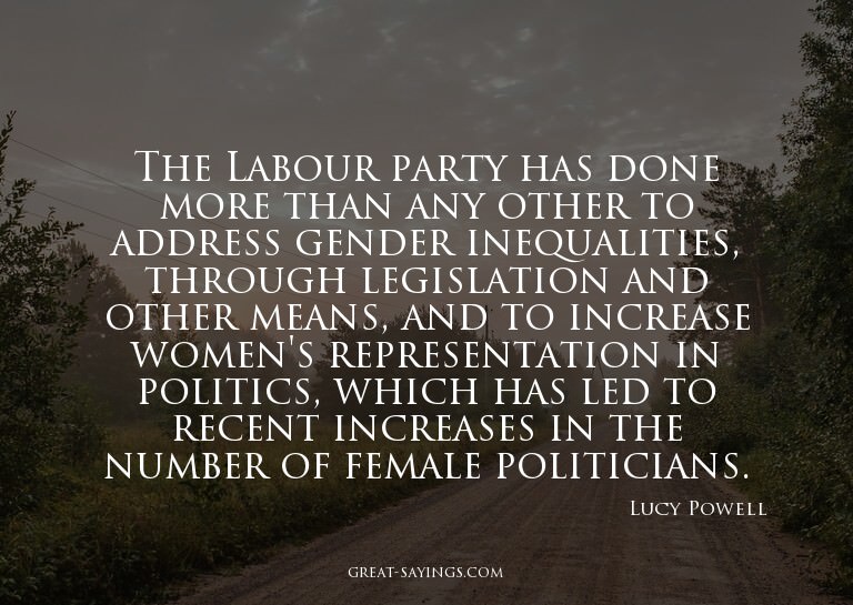 The Labour party has done more than any other to addres