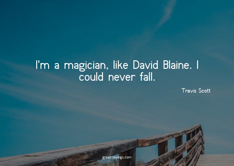 I'm a magician, like David Blaine. I could never fall.

