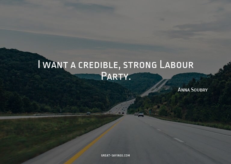 I want a credible, strong Labour Party.


