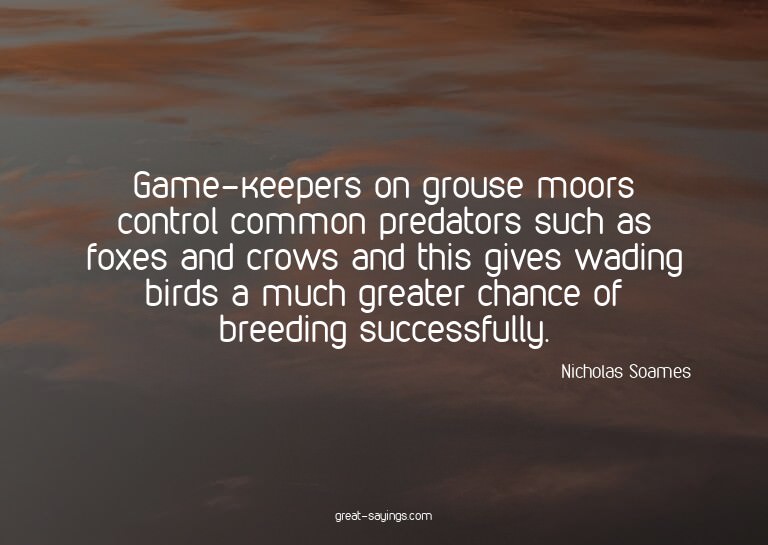 Game-keepers on grouse moors control common predators s